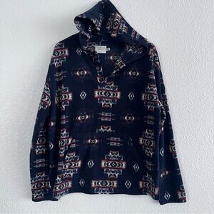Thread Wave Men's Navy and Red Patterned Aztec Pullover Size L